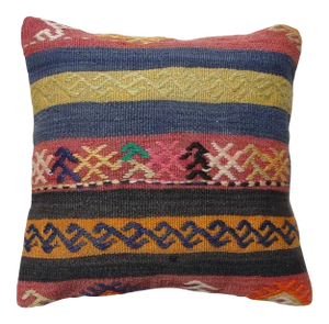 Kilim Rug Pillow Cover, 16" X 16", Turkish Pillow, Traditional Kilim Pillow, Pillow, Kilim Pillow, Pillow Cover Case