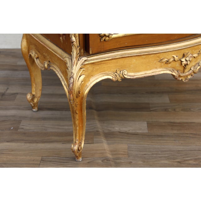 Gold Antique French Louis XV Vernis Martin Curio Vitrine Cabinet For Sale - Image 8 of 18