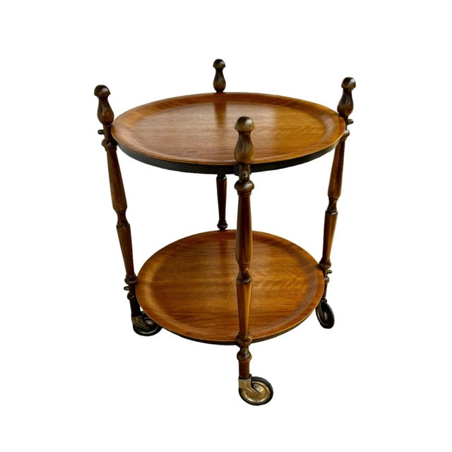 Wood Danish Round Trolley, 1960s For Sale - Image 7 of 9
