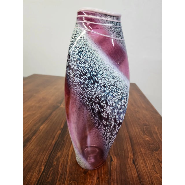 Glass Tom Philabaum Studio Glass Vase 1985 Early Carbon Series Hand-Blown Large 15 1/2 Inches Tall! For Sale - Image 7 of 14