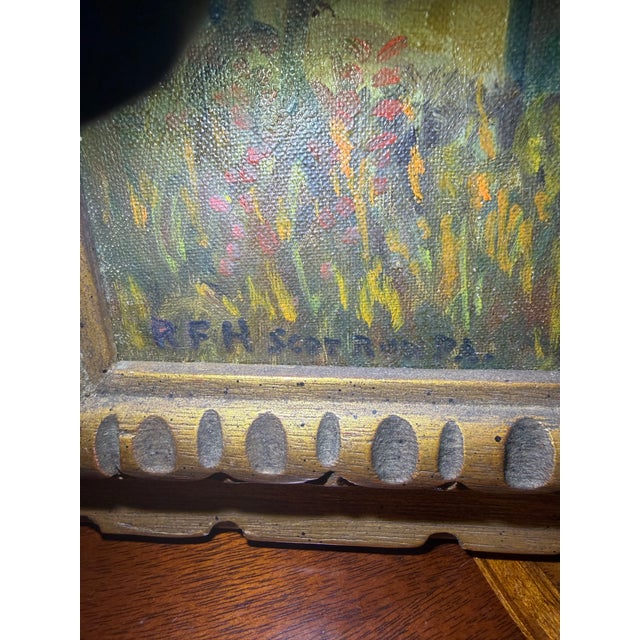 Gold 1952 Original Oil Painting Pocono Mountains Landscape: The Eric Danisch Estate Barn, Scotrun Pa For Sale - Image 8 of 16