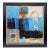 Square Framed Blue Abstract Art on Canvas For Sale