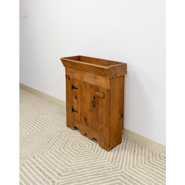 Mid 20th Century Primitive Rustic Planter Box Cabinet Vintage Farmhouse Wood Decor Iron Hinges For Sale - Image 4 of 9