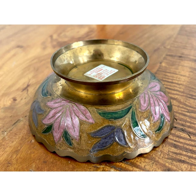 1970s 1970s Brass and Enamel Decorative Duck Bowl With Scallop Edge For Sale - Image 5 of 7