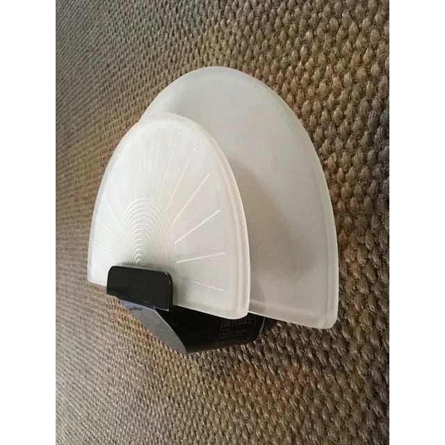 Postmodern Black Metal and Satin Glass Wall Light, Italy, 1980s For Sale - Image 3 of 13