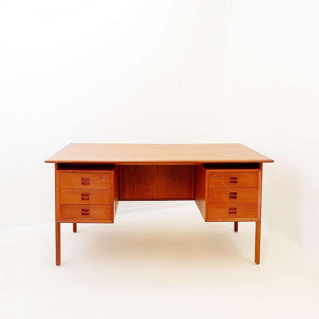 Mid-Century Modern Danish Teak Desk by Erik Brouer for Brouer Furniture Factory, 1960s For Sale - Image 4 of 16