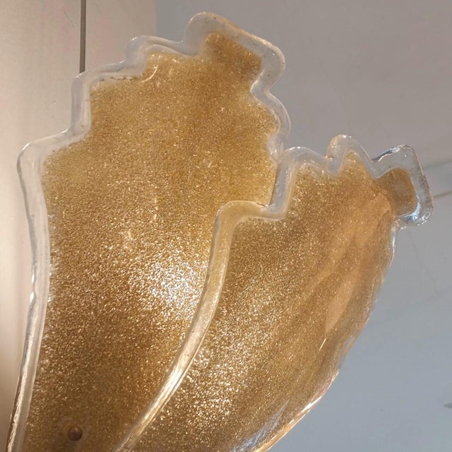 Mid-Century Modern Murano Glass Gold Dust Wall Sconces, 1950s, Set of 2 For Sale - Image 3 of 5
