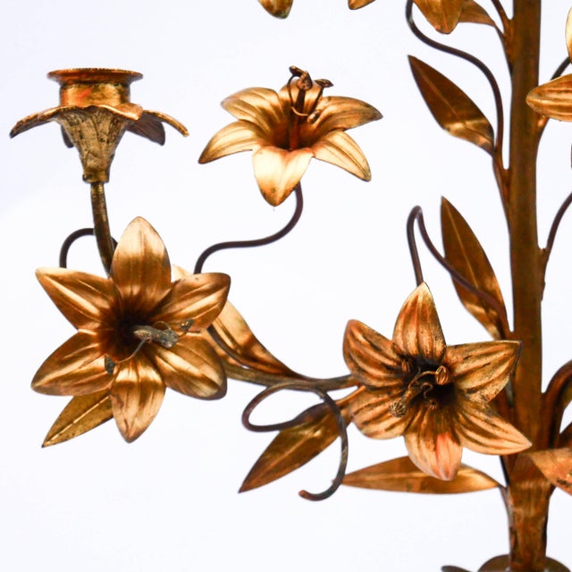 Large Gilded Metal Church Candelabras, 19th Century, Set of 2 For Sale - Image 4 of 14