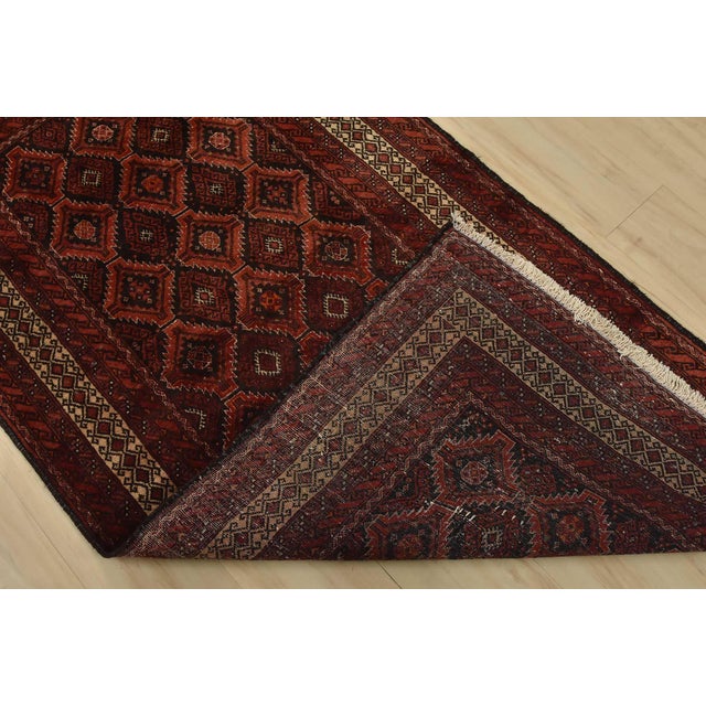 Baloch Rug 3’4” X 6’5” Black Wool Vintage Tribal Hand-Knotted Oriental Carpet For Sale - Image 11 of 12