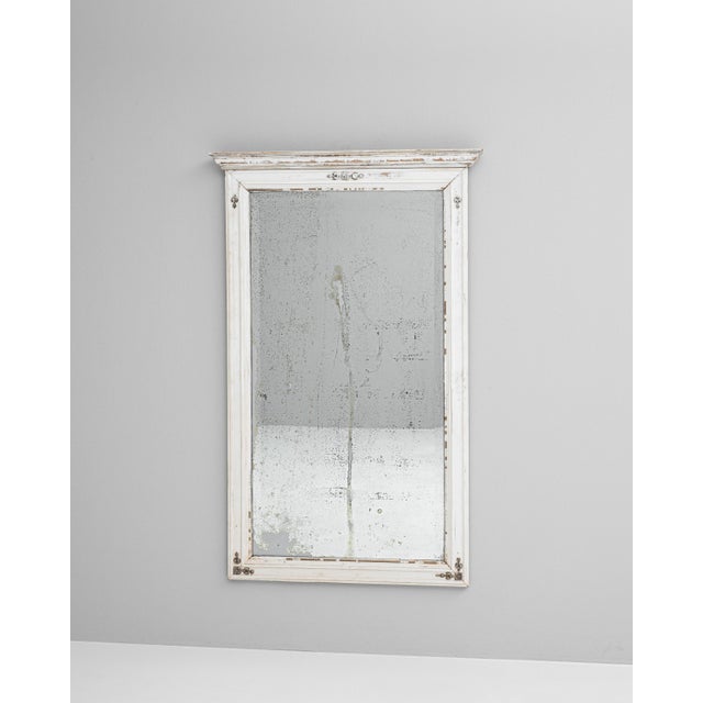 19th Century French Wood White Patinated Mirror For Sale - Image 16 of 18