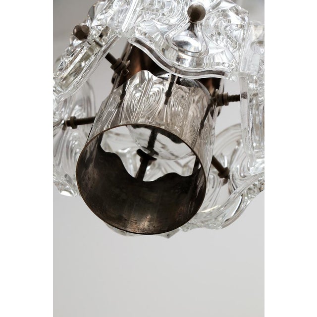 Glass Vintage Chandelier Cascade Hanging Lamp with 5 Lamps, 1960s For Sale - Image 7 of 14