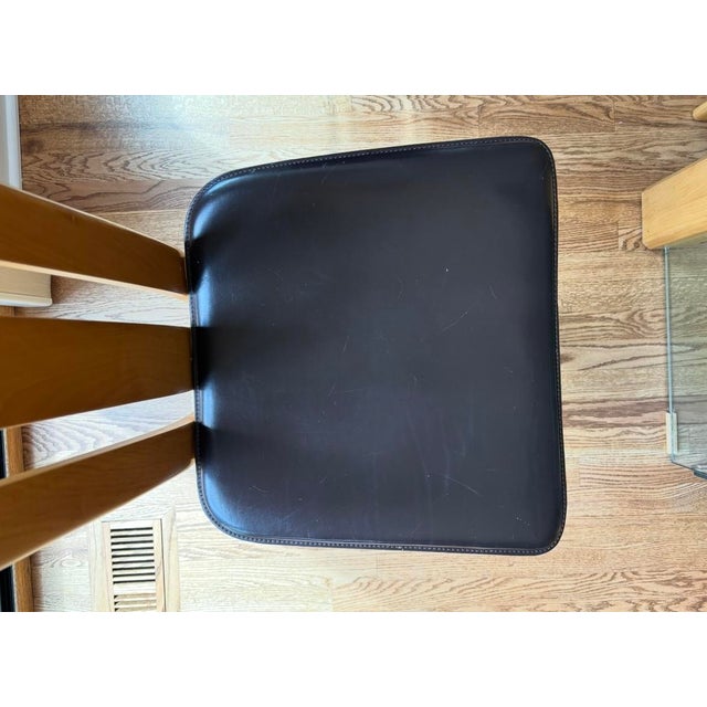 Wood Vintage Mid 80s Italian Wood and Leather Dining Chairs - A Set of 4 For Sale - Image 7 of 10