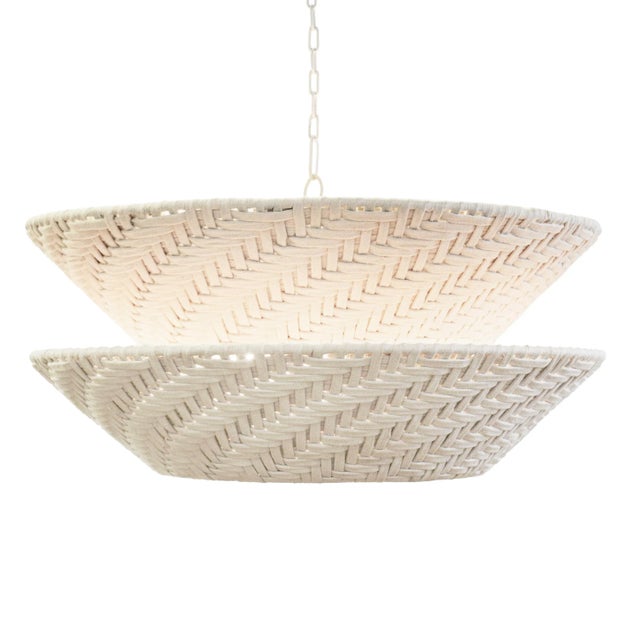 Matthew Izzo Home - Takoda Two Tiered Cotton Weave Pendant Light For Sale In New York - Image 6 of 6