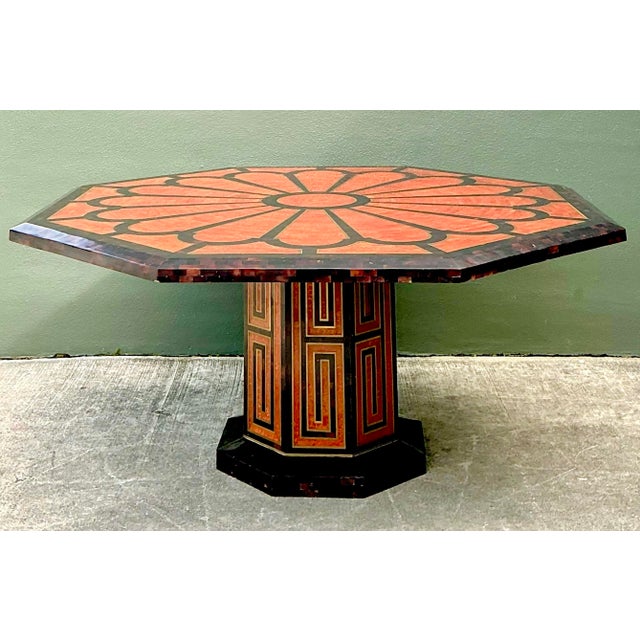 Vintage Inlay Pen Shell and Brass Octagon Dining Table For Sale - Image 12 of 12
