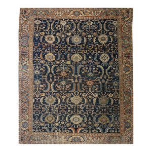 Antique Persian Wool Sultanabad 14 x 17 Tan & Blue Handmade Area Rug #1143482