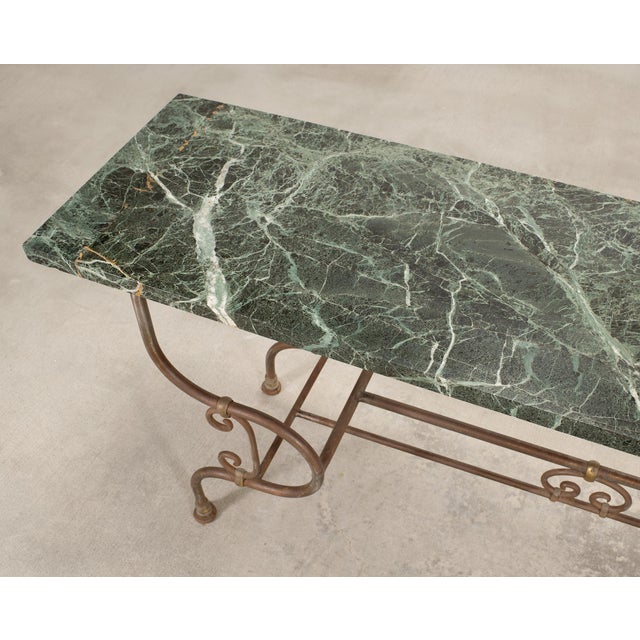 French Belle Époque Steel Marble Bronze Pâtisserie Table Console For Sale - Image 12 of 18