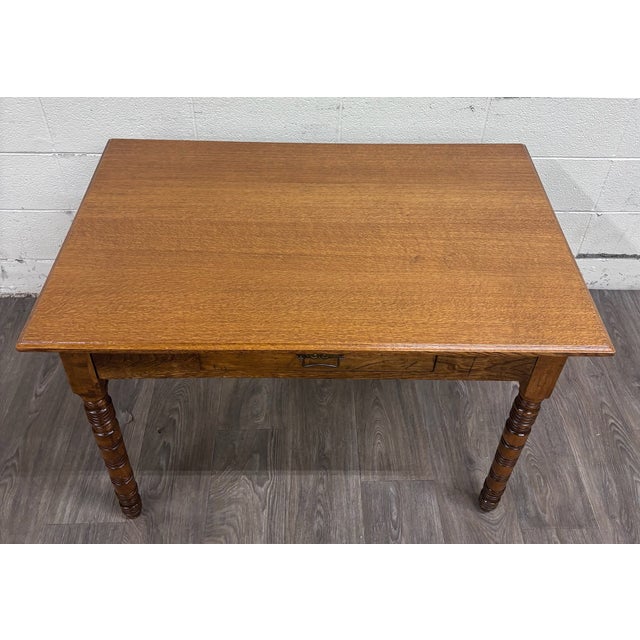Antique Late 19th Century Oak Writing Table Work Table For Sale - Image 4 of 10