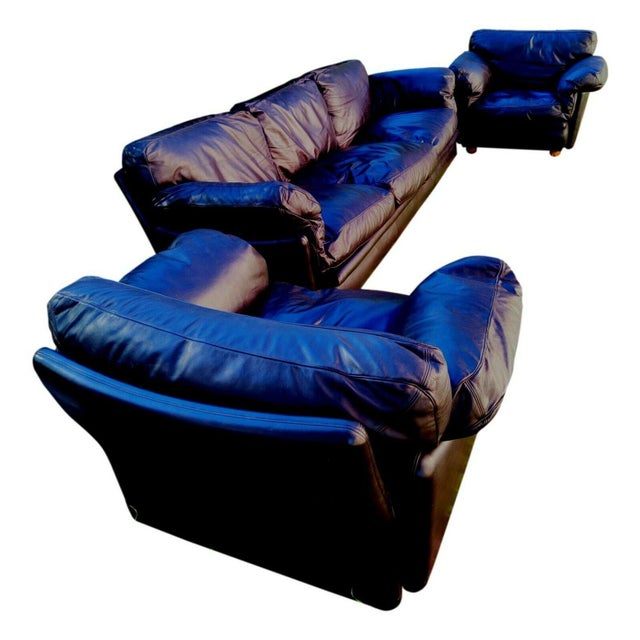 Vintage Sofa and Chairs by Tito Agnoli for Poltrona Frau, 1970s, Set of 3 For Sale - Image 12 of 12