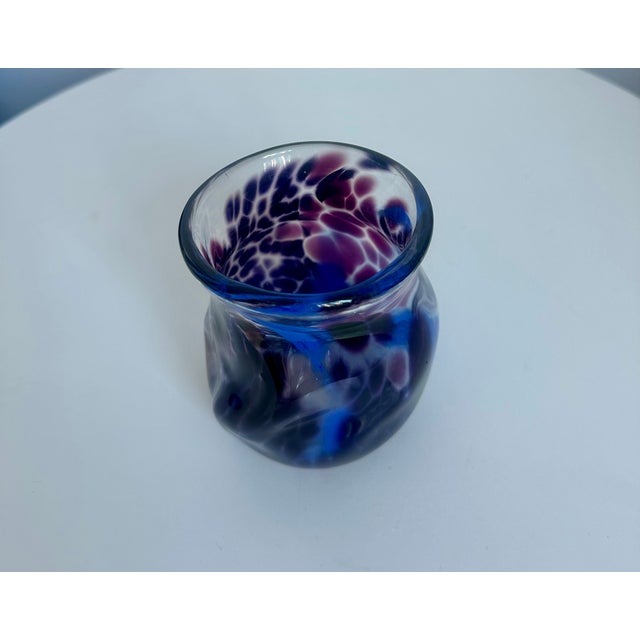 Purple Murano Art Glass Flower Vase Italian Hand Blown Mid-Century Modern For Sale - Image 8 of 9