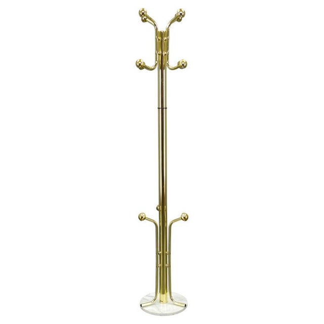 Italian Brass-Plated Coat Rack with Marble Base, 1970s For Sale - Image 14 of 14