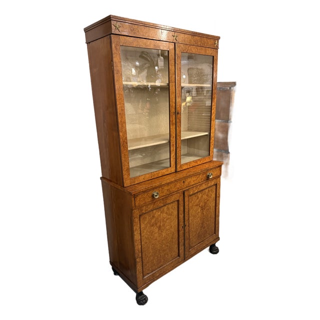 Antique Burl Wood Bookcase/Cabinet, Circa 1815 For Sale