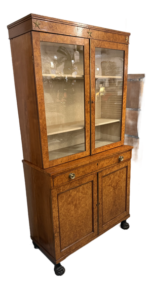 Antique Burl Wood Bookcase/Cabinet, Circa 1815