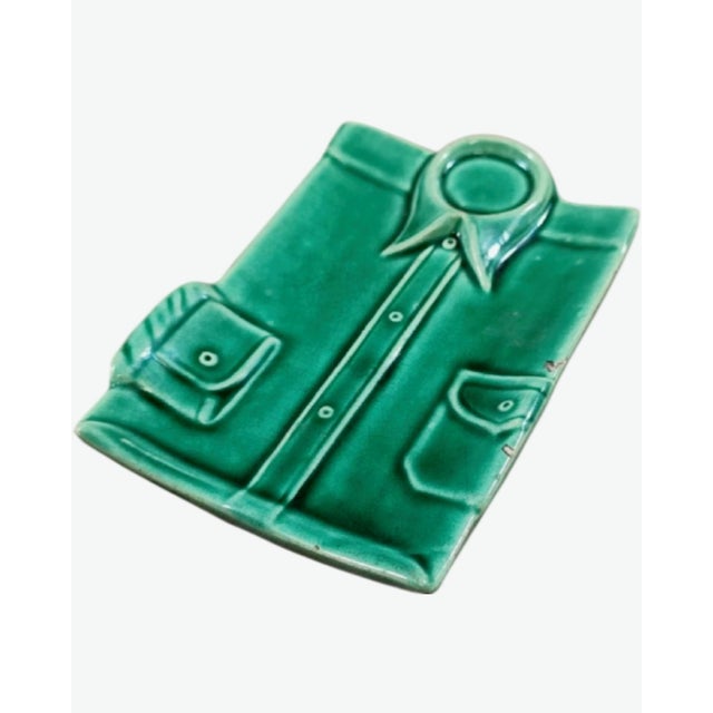 Mid 20th Century Vintage Green Shirt Ceramic Ashtray Catchall Dish For Sale - Image 5 of 12