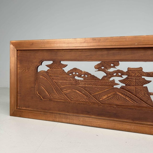 Wooden Ranma Temple Mountain Landscape, Japan, 1920s For Sale - Image 10 of 18