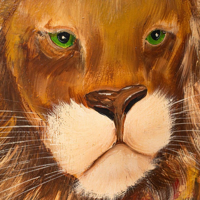1970s 1970s Vintage Victorian English Pine Lion Portrait For Sale - Image 5 of 9