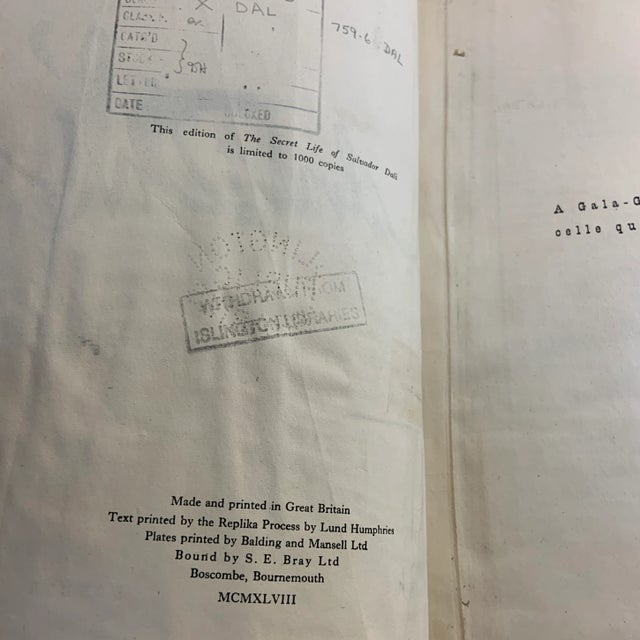 1940s 1948 The Secret Life of Salvador Dali Book For Sale - Image 5 of 13