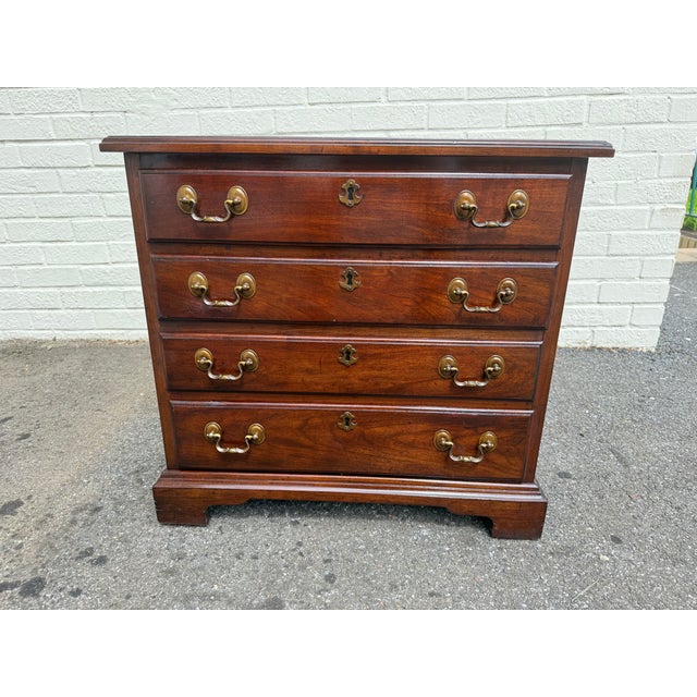 Pair of Vintage Henkel Harris Chippendale Style Black Cherry 4 Drawer Nightstands or Chests. For Sale - Image 11 of 18