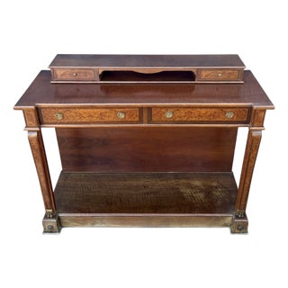 Empire Style Console with Burlwood Veneer and Bronze Details, 1940 For Sale