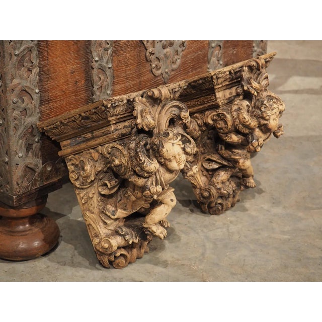 Pair of Highly Carved Partially Stripped French Oak Cherub Brackets, C. 1850 For Sale - Image 10 of 12