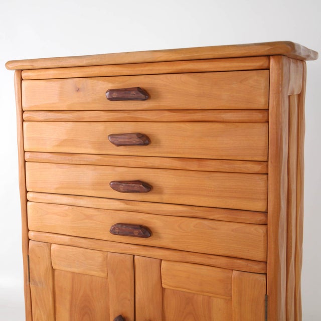 Wood Small Carved Wood Chest of Drawers, 1980s For Sale - Image 7 of 18