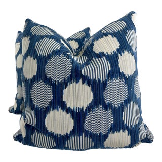 Schumacher "Cirque Velvet" in Lapis 22" Pillows-A Pair For Sale