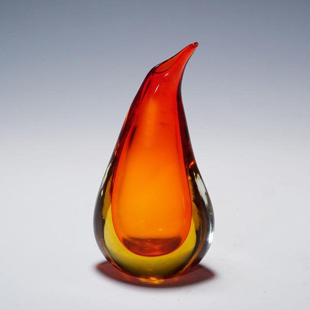 Vase in Red and Yellow Sommerso Glass, Flavio Poli for Seguso A vintage art glass vase, designed by Flavio Poli and...