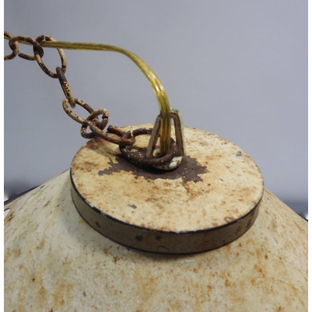Beige Mid-Century French Tole Metal Chandelier For Sale - Image 8 of 11