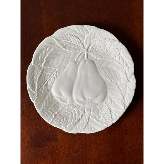 1970s White Majolica Style Fruit Plates— Set of Four For Sale - Image 4 of 12