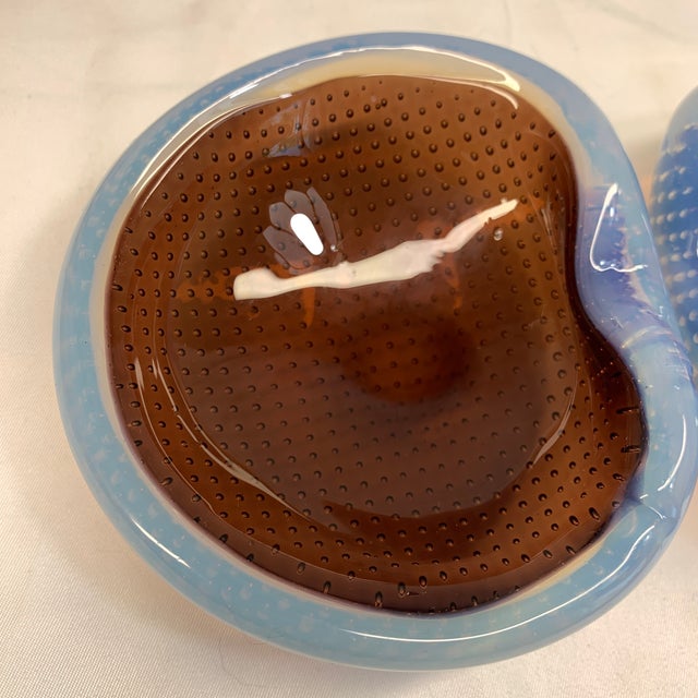 Mid-Century Modern Vintage Galliano Ferro Murano Bullicante & Sommerso Geode Bowls – Pair For Sale - Image 3 of 9
