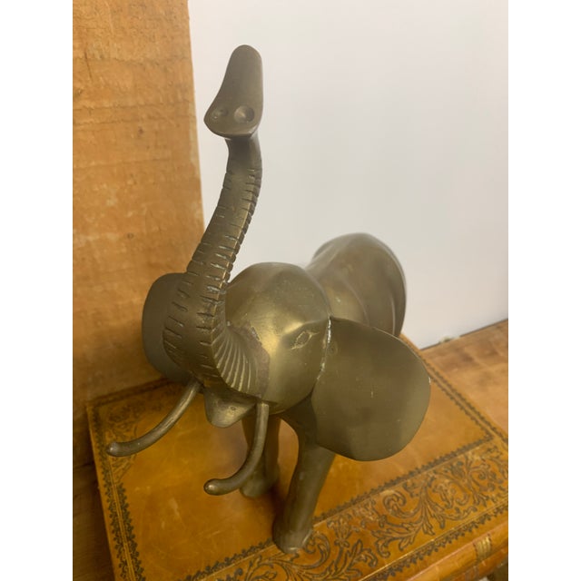 Figurative Vintage Mid 20th Century Brass Elephant Sculpture For Sale - Image 3 of 5