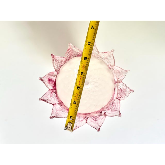 Pair Vintage Venetian Murano Opaline & Pink Cranberry Glass Chandelier Lamp Replacement Components For Sale - Image 9 of 12
