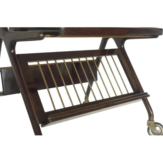 Metal Mid-Century Brass & Rosewood Trolley by Cesare Lacca, Italy, 1950s For Sale - Image 7 of 9