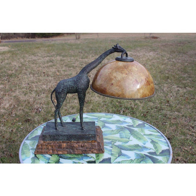 Maitland-Smith Bronze Giraffe Lamp With a Penshell Shade For Sale - Image 15 of 18