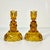 Early 20th Century Antique Art Deco Boho Chic Hollywood Regency Depression Era Amber Starbust Candle Holders - A Pair For Sale - Image 5 of 11