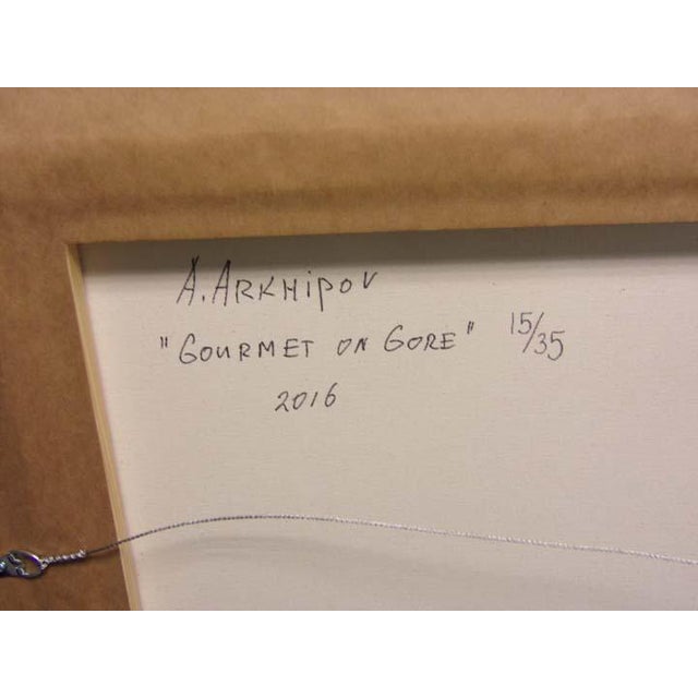 Anton Arkhipov "Gourmet on Gore" Hand Signed Custom Framed Offers Welcome For Sale - Image 4 of 6