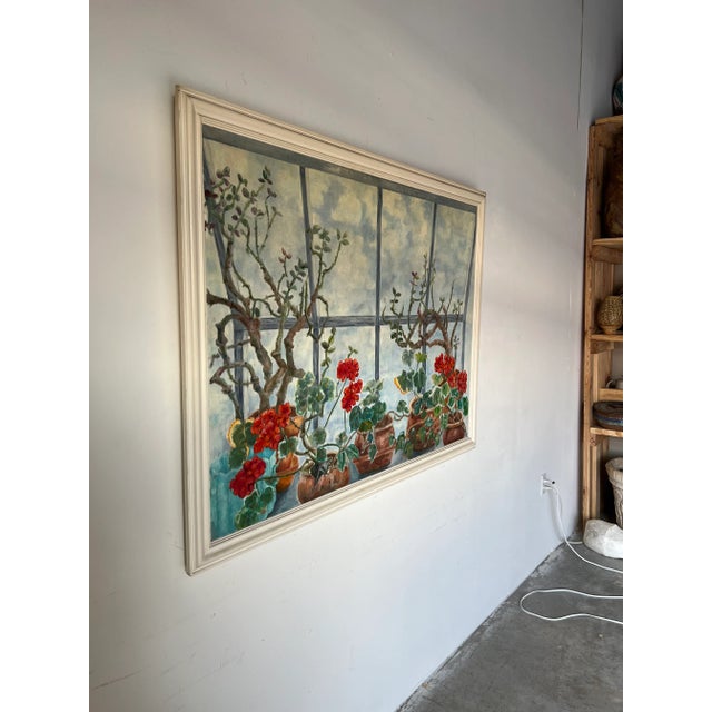 Available for sale this large fantastic Vintage impressionist abstract oil painting on stretcher canvas depicts still life...