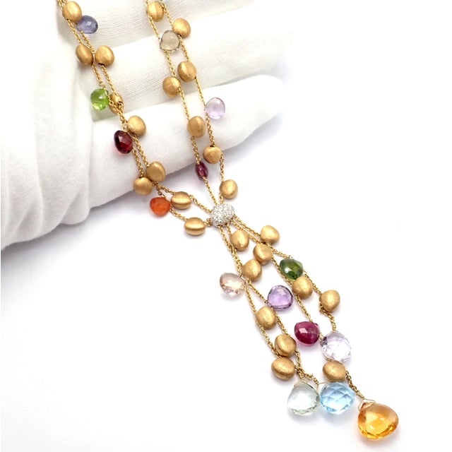 Marco Bicego Yellow Gold Paradise Gemstone Diamond Necklace For Sale - Image 4 of 9