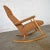 Brick Red Vintage Mid-Century Modern Rocker Rocking Chair Oak With High Back Original Upholstery For Sale - Image 8 of 13