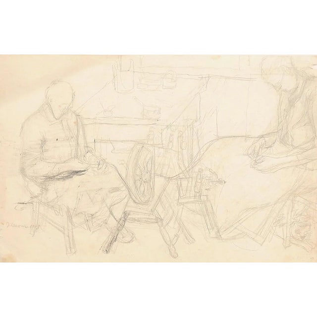 Nude is an original drawing in pencil on paper realized by Jeanne Daour. The state of preservation is good except for some...