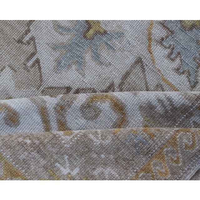 Mid 20th Century Vintage Hand Knotted Turkish Oushak Kars in Earthy Tones and Yellow Colors For Sale - Image 11 of 12